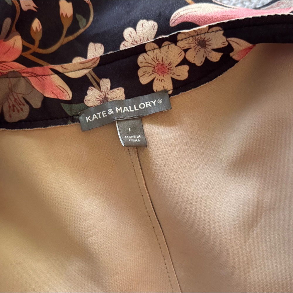 KATE & MALLORY Faux Suede Sleeveless Floral Midi Wrap Dress Pink Dark Navy Blue - Picture 13 of 16
